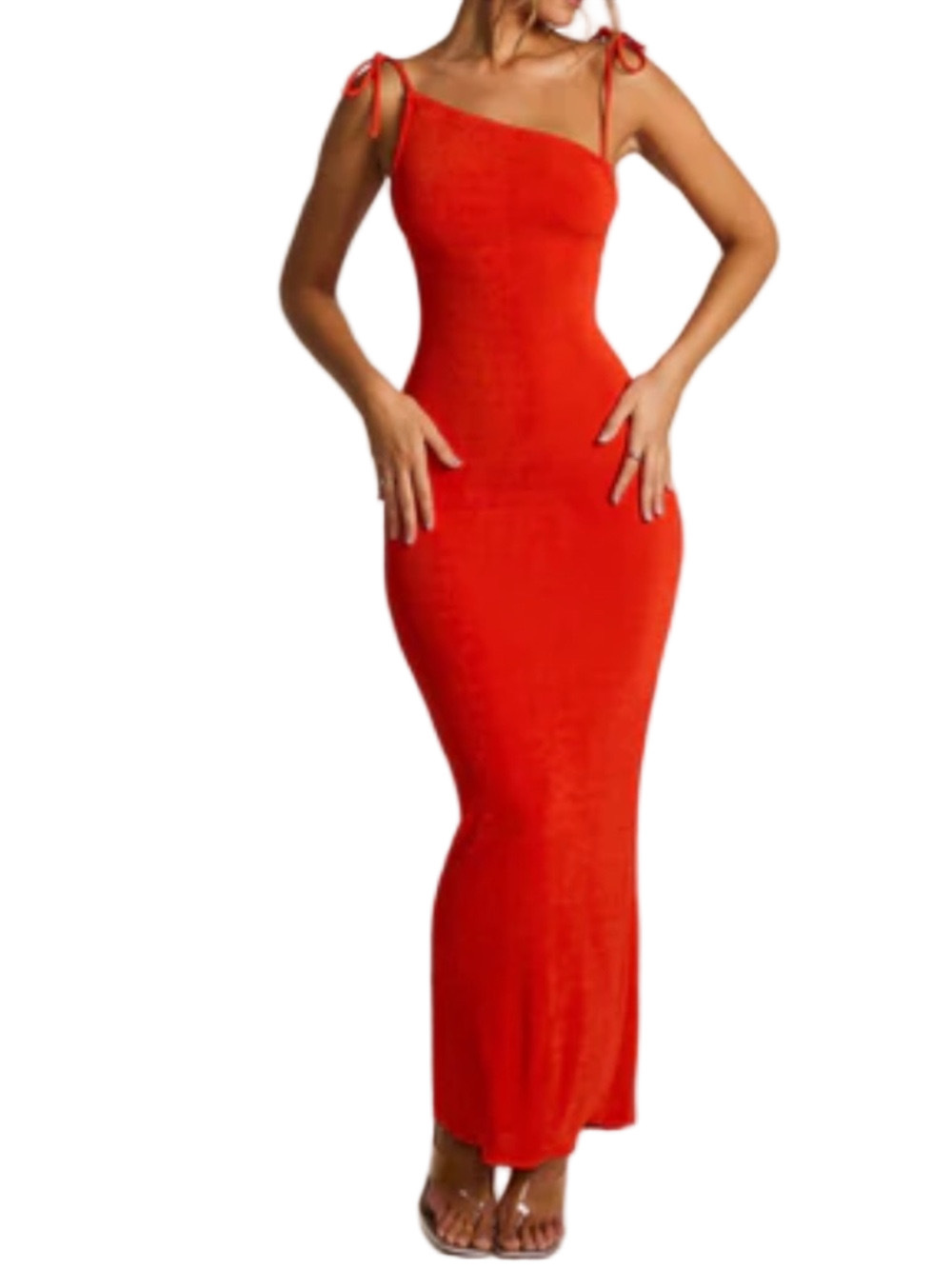 Oh Polly Noelia Vibrant Red Jersey Open Back Maxi Dress Size 2 NWT